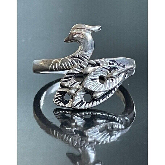 925 STERLING SILVER FAIRY BIRD BY-PASS WRAP RING, SIZE 9 SKY