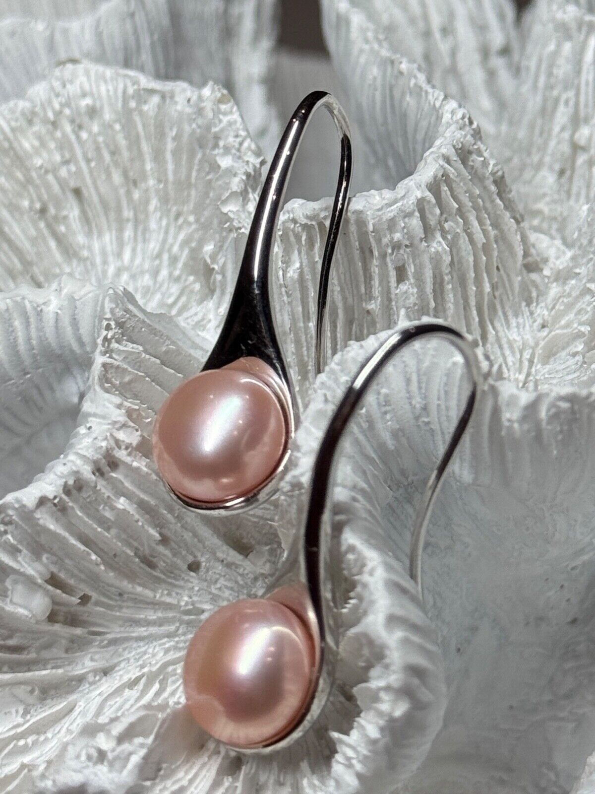 925 STERLING SILVER PEARL EARRINGS LENGTH 1.2 INCH