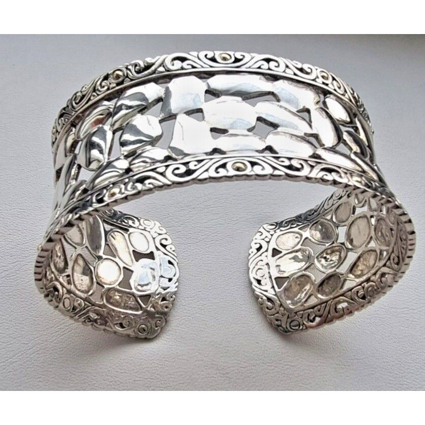 Effy by Balissima Sterling Silver Nugget 18K Gold Accents Cuff Bracelet AT