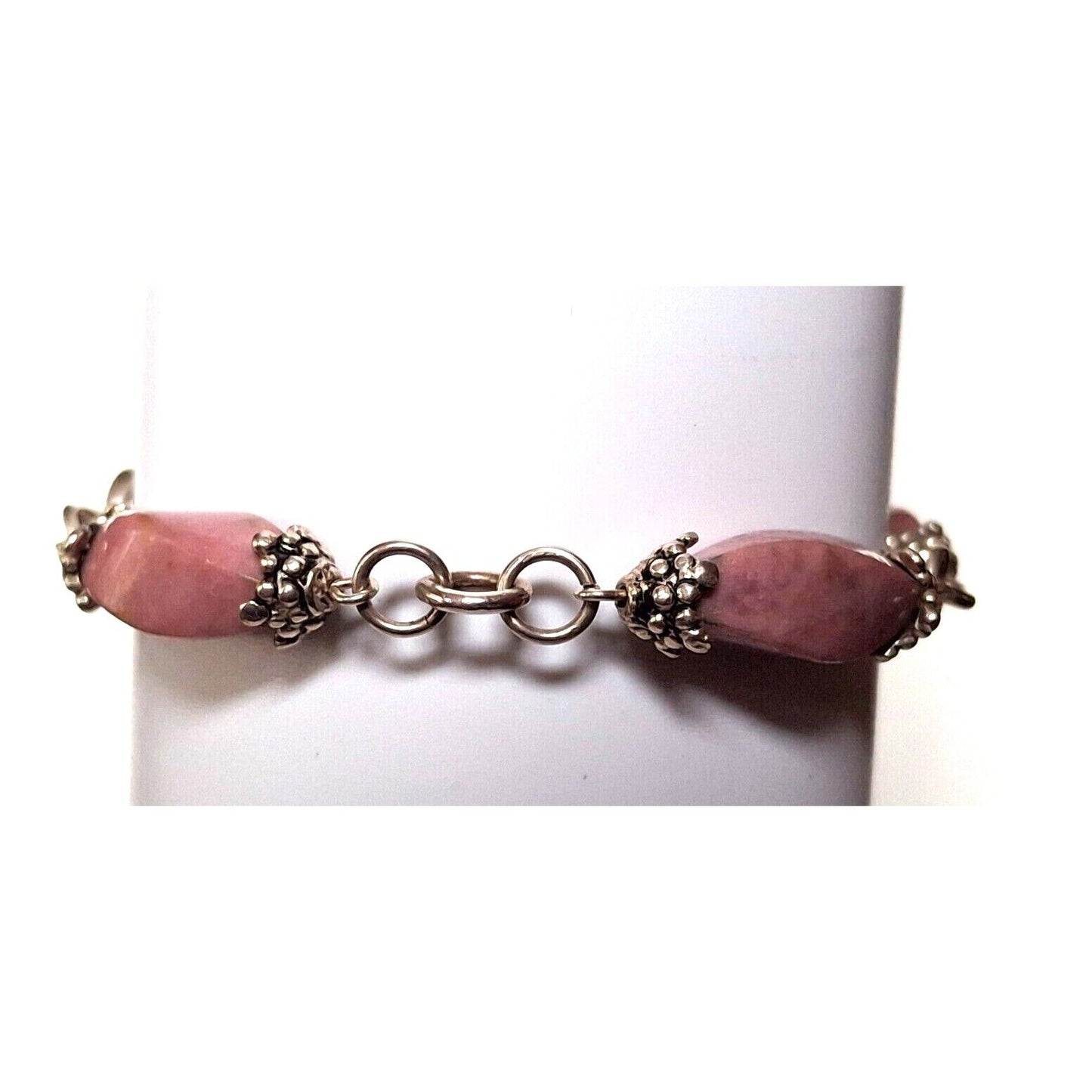 ESPO SIGNATURE  925 STERLING SILVER AND PINK JASPER  BRACELET SKY