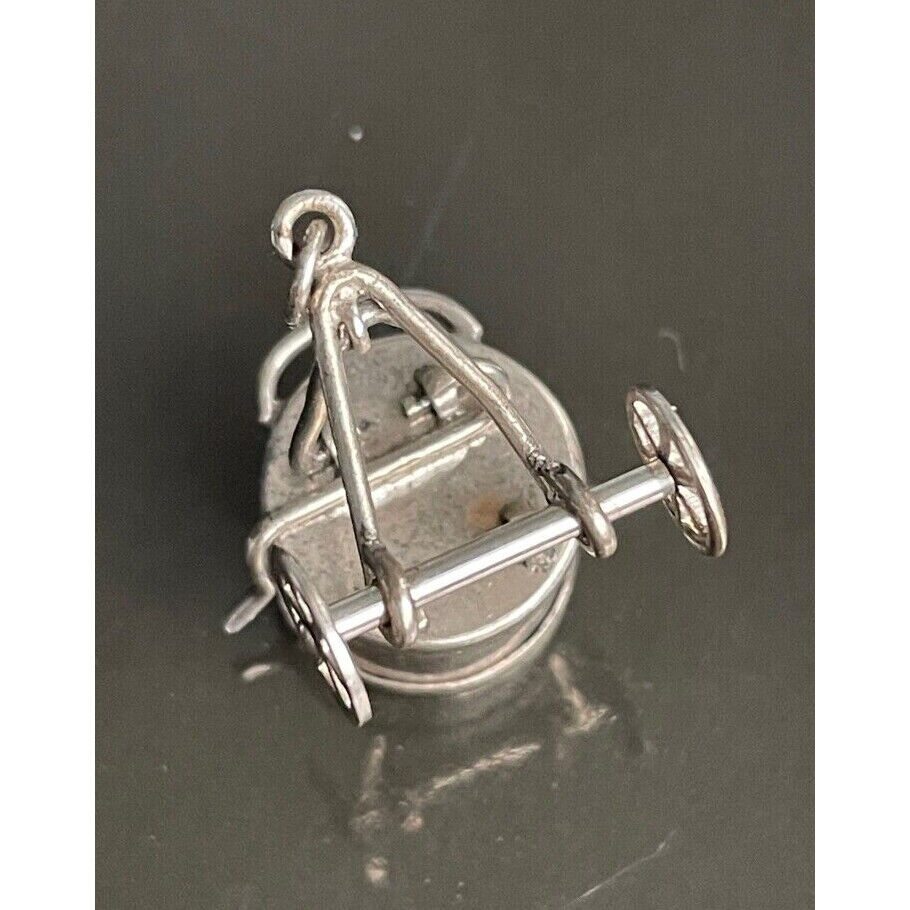 925 STERLING SILVER RICKSHAW CART MECHANICAL  CHARM SKY