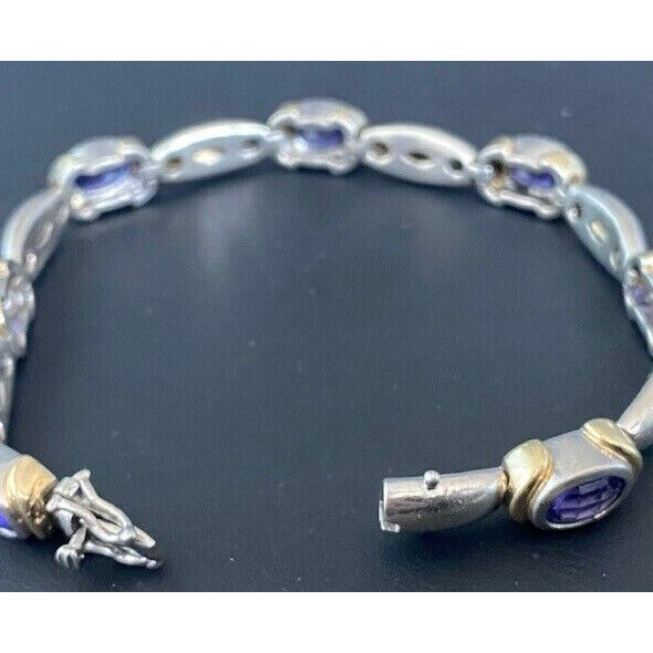 FINE QUALITY 925  STERLING SILVER & VIOLET  CZ'S BRACELET SKY