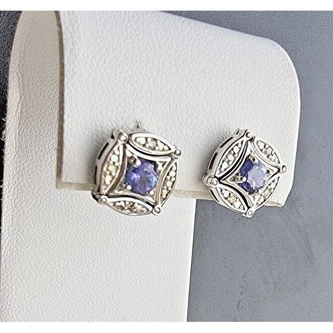 D2N 925 STERLING SILVER TANZANITE  AND DIAMOND DROP 2 WAY EARRINGS AT