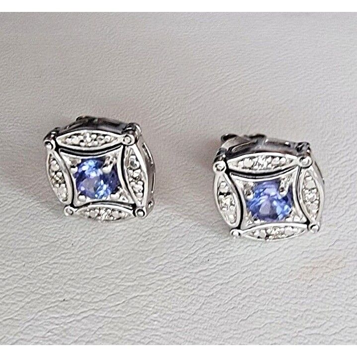 D2N 925 STERLING SILVER TANZANITE  AND DIAMOND DROP 2 WAY EARRINGS AT