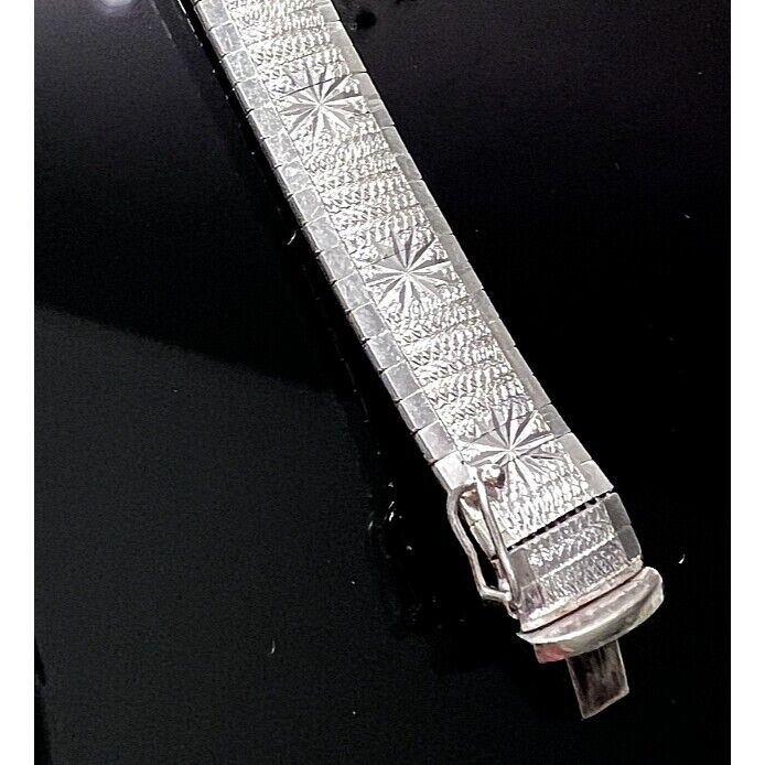 ITALIAN 925 STERLING SILVER ENGRAVED STARBURST PATTERN MESH BRACELET SKY