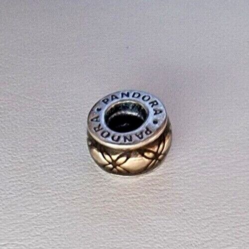 PANDORA 925 STERLING SILVER GOLDEN LACE SPACER CHARM AT