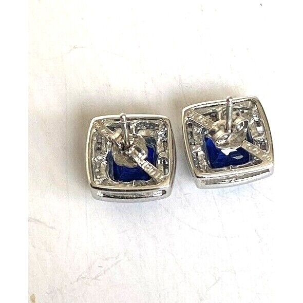 WHITE GOLD LAB-CREATED SAPPHIRE AND NATURAL DIAMONDS STUD EARRINGS SKY