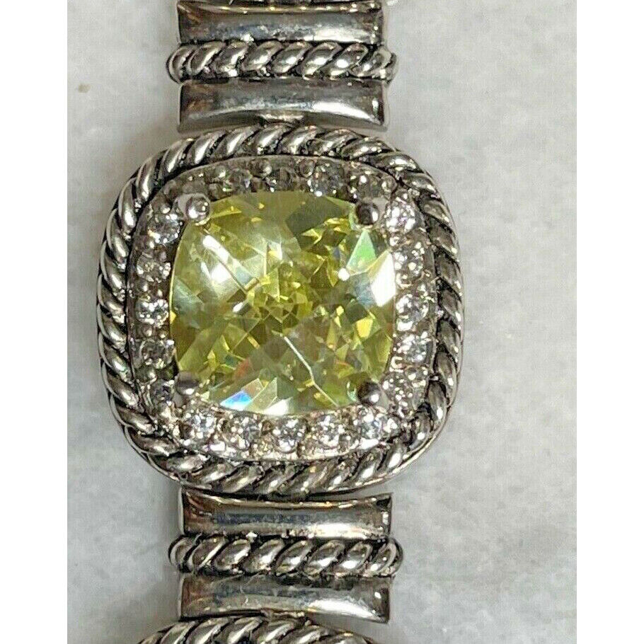 GORGEOUS SHINY 925 STERLING SILVER & LIME CZ LADY'S BRACELET SKY