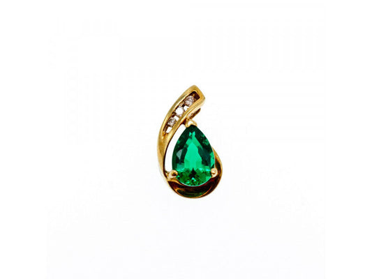 10K YELLOW GOLD EMERALD & SAPPHIRES PENDANT