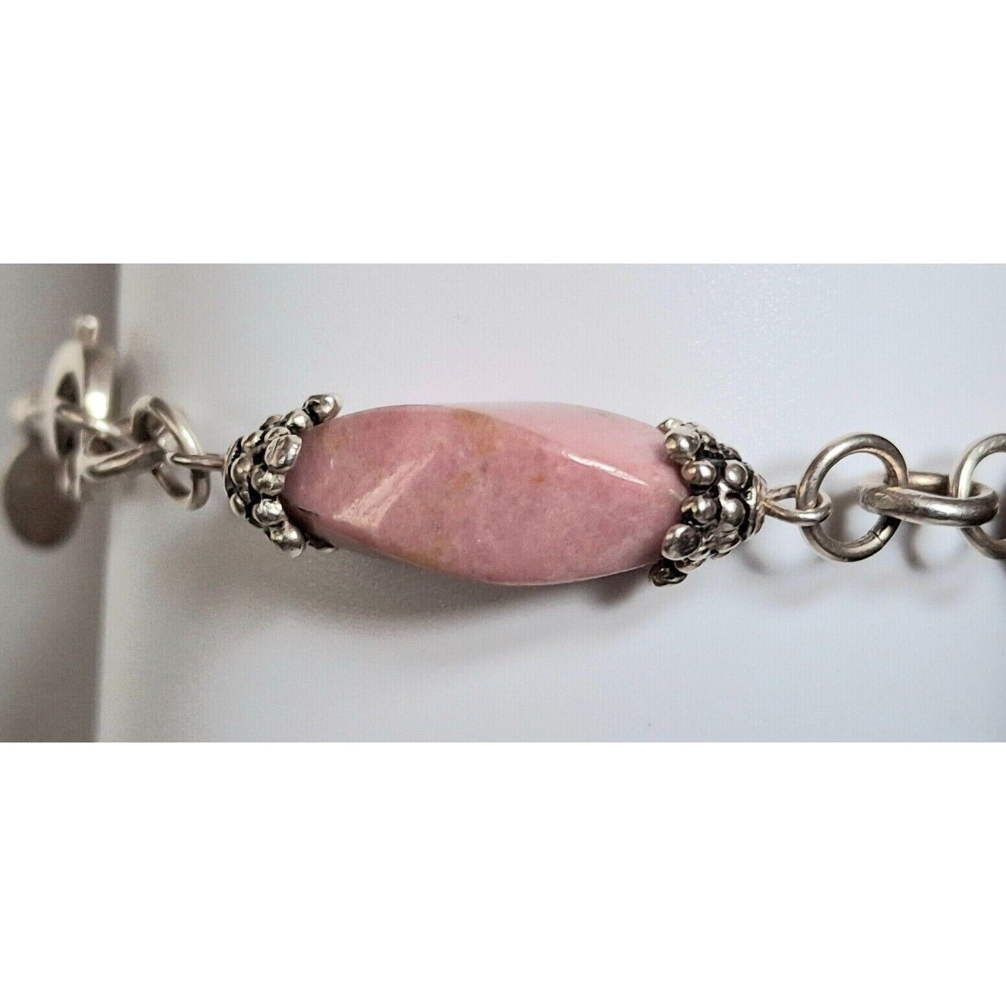 ESPO SIGNATURE  925 STERLING SILVER AND PINK JASPER  BRACELET SKY