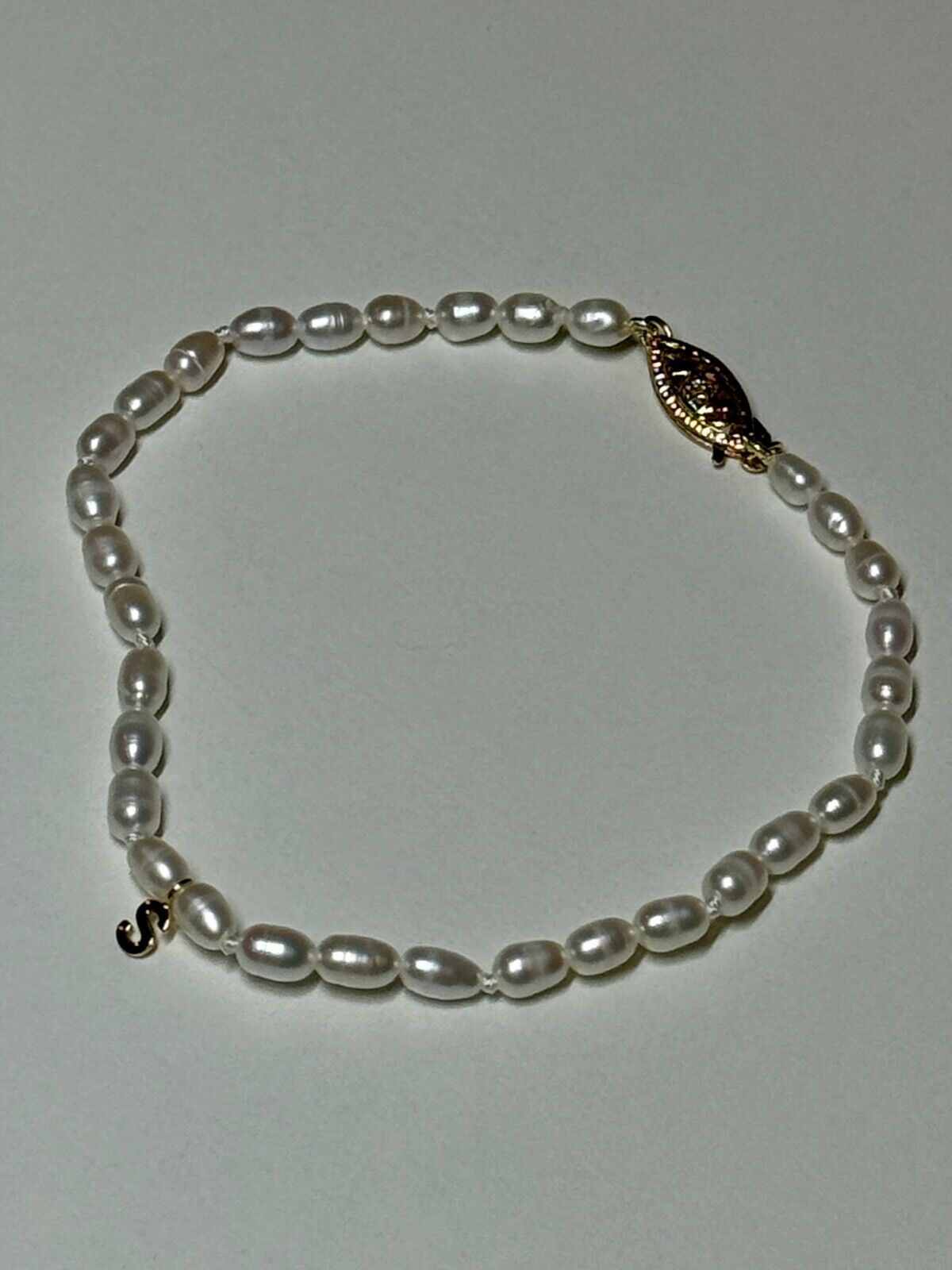 18K YELLOW GOLD BRACELET FRESHWATER PEARLS SIZE 7.5