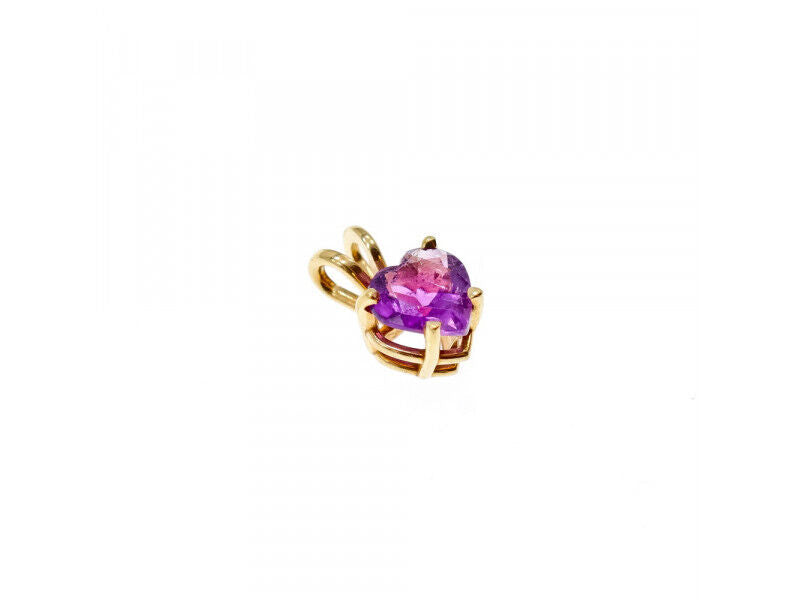 14K YELLOW GOLD AMETHYST HEART PENDANT