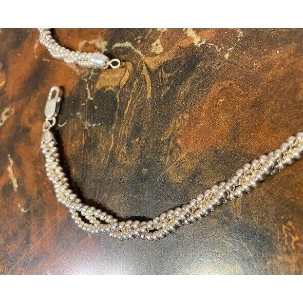 925 STERLING SILVER MULTISTRAND BEADED NECKLACE SKY