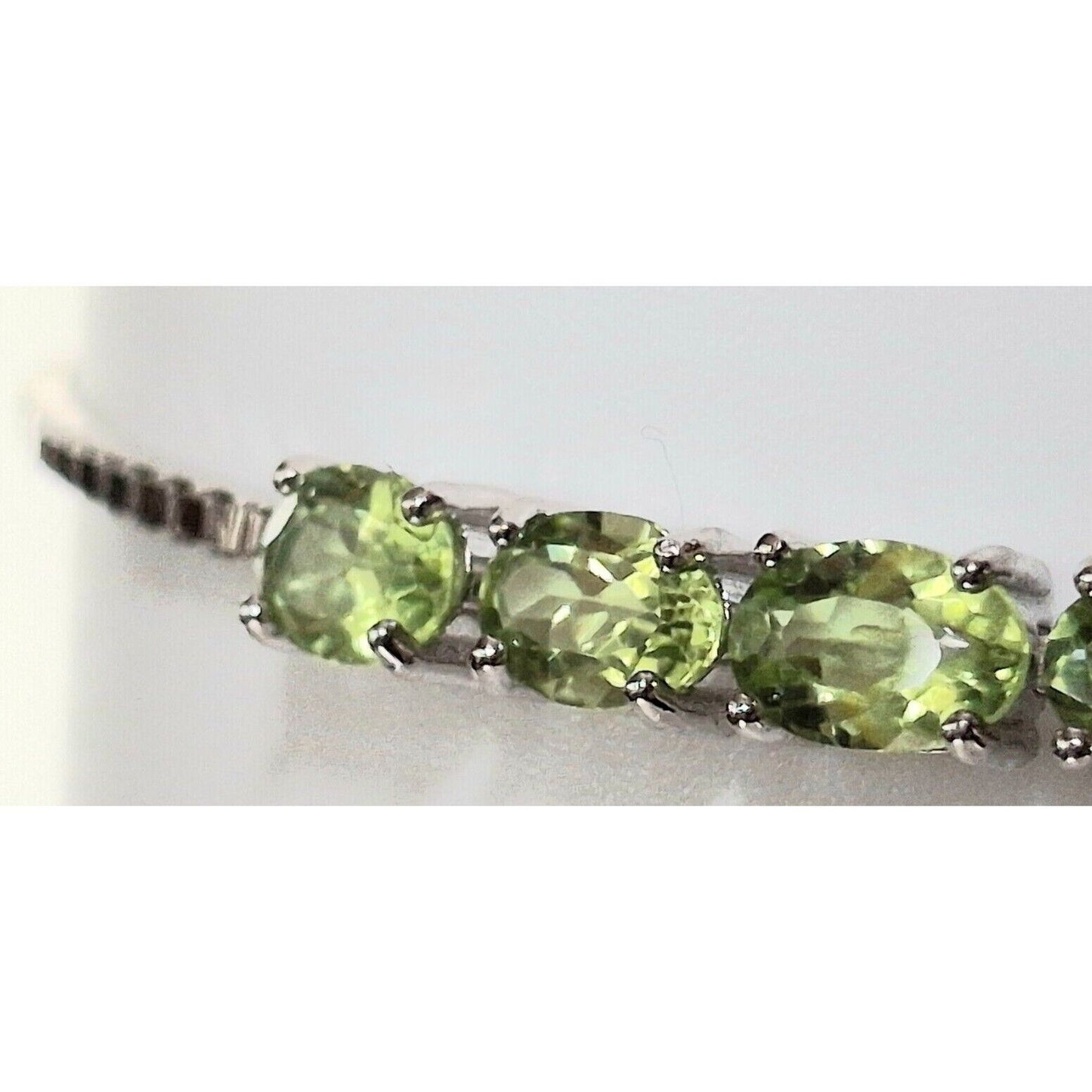 925 STERLING SILVER AND PERIDOT TENNIS  BOLO BRACELET SKY