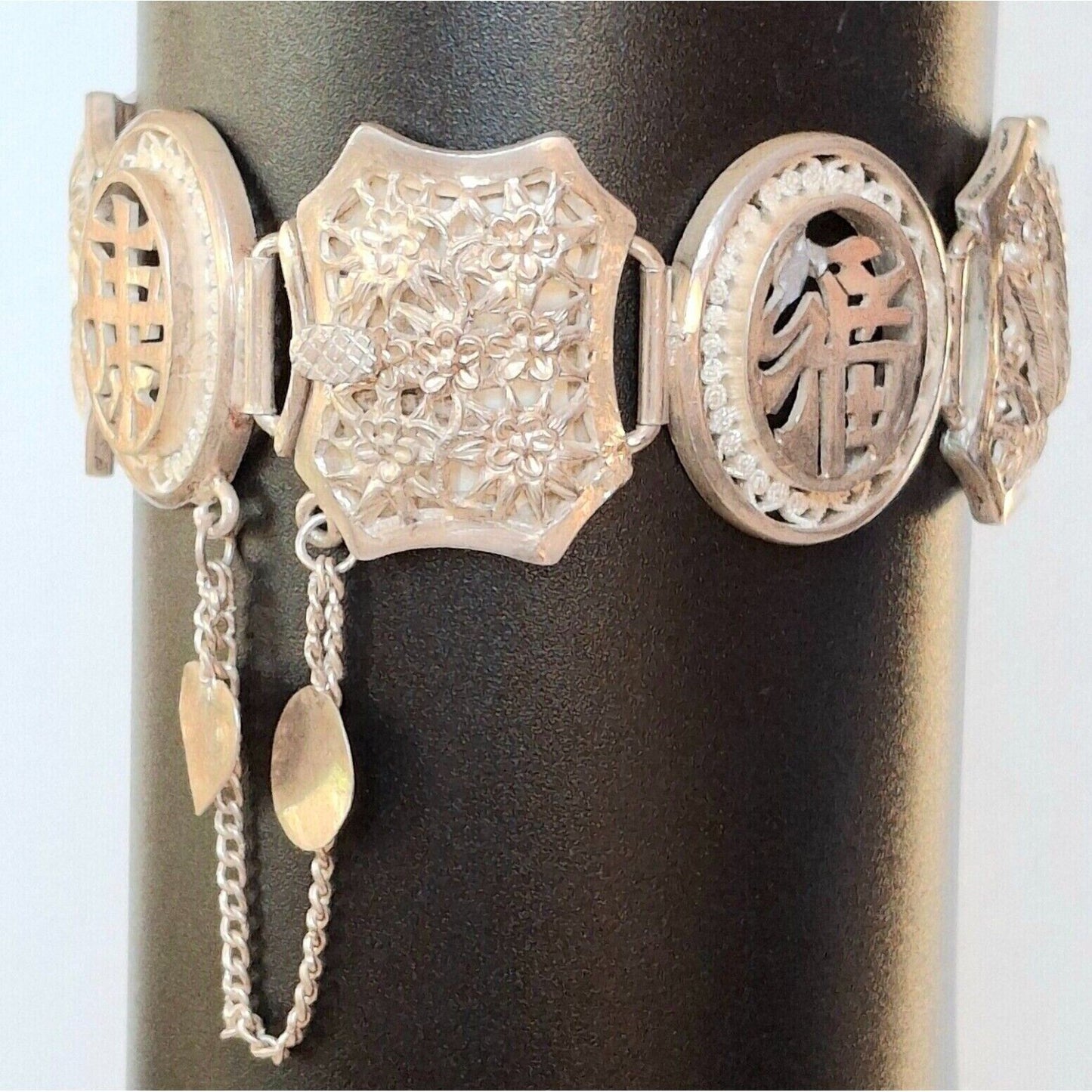 EXQUISITE HANDMADE 925 STERLING SILVER CHINESE GOOD LUCK BRACELET SKY