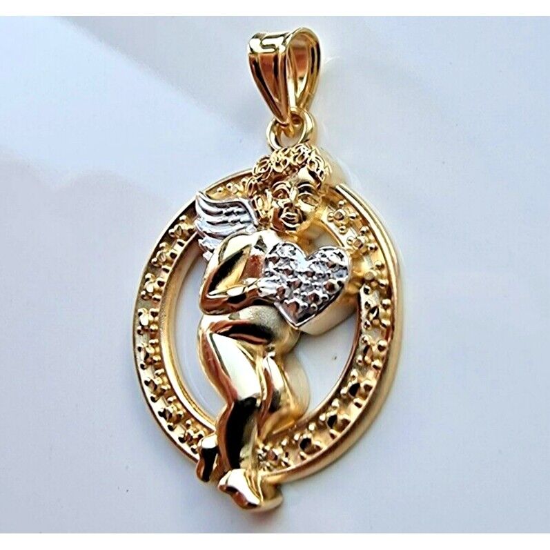 MICHAEL ANTHONY 14K YELLOW GOLD ANGEL CHARM "LET THERE BE PEACE ON AT