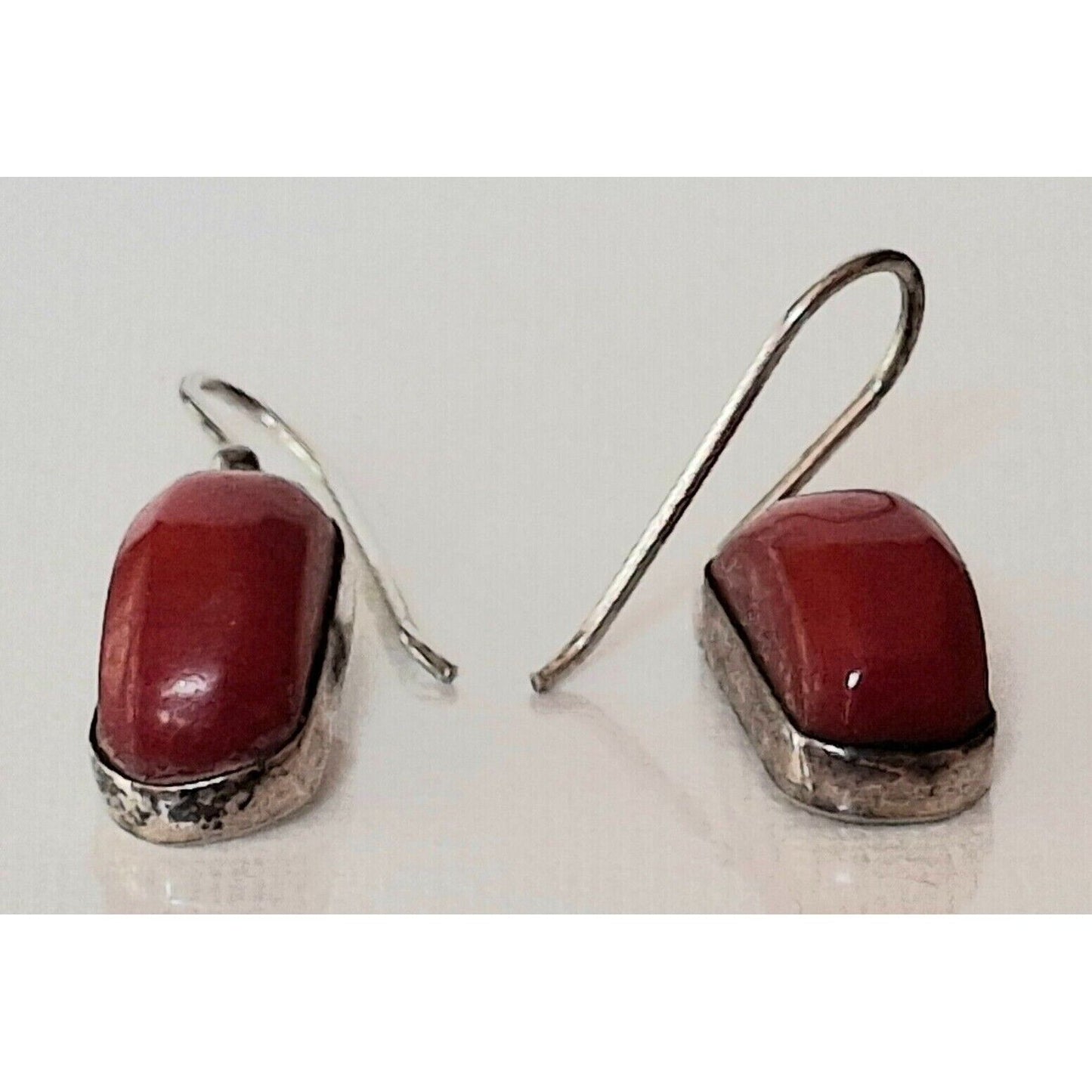 950 STERLING SILVER AND RED CORAL  EARRINGS SKY