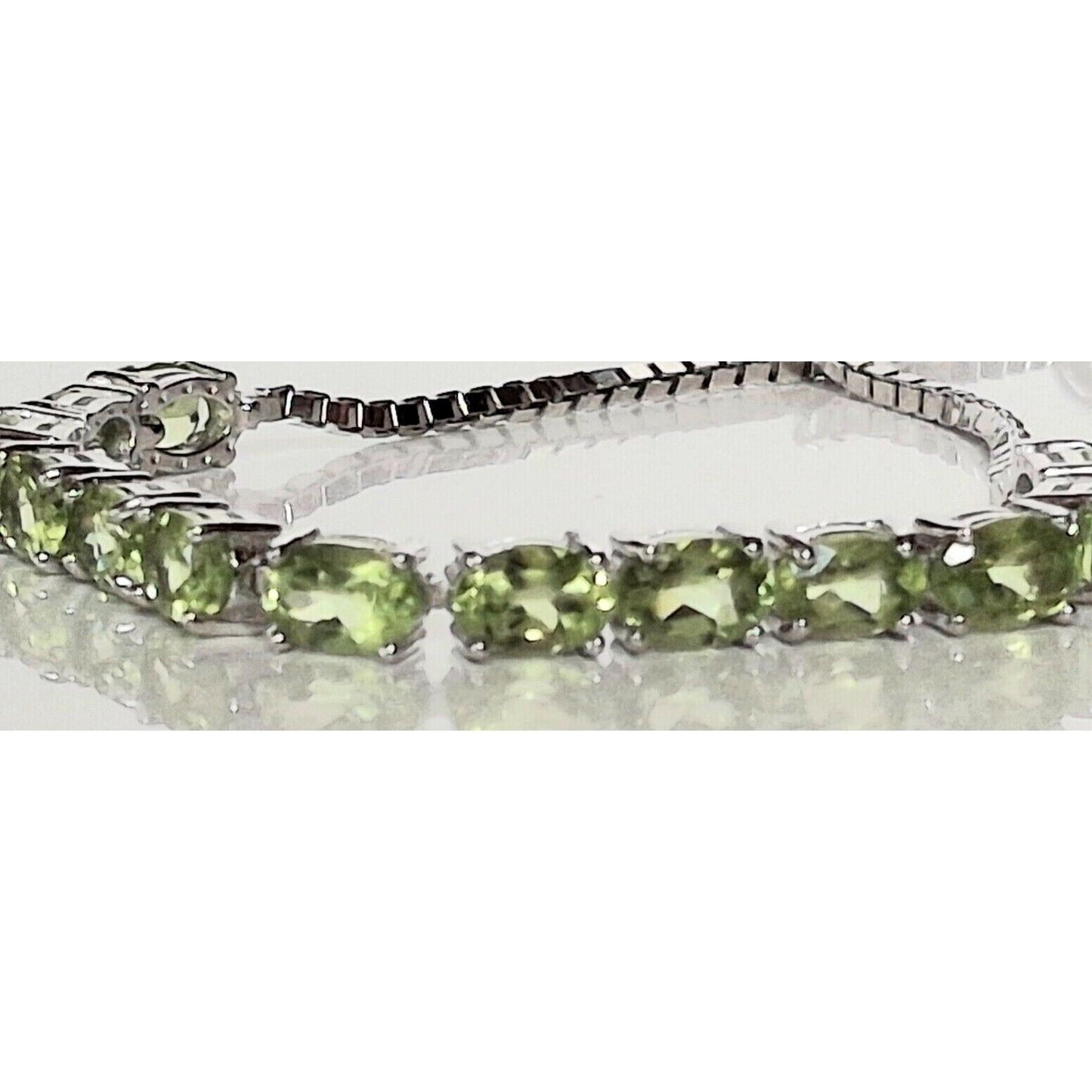 925 STERLING SILVER AND PERIDOT TENNIS  BOLO BRACELET SKY