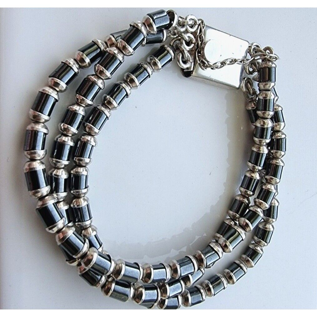 SILPADA 925 STERLING SILVER HEMATITE 3 STRAND BRACELET 7 1/4 INCH AT