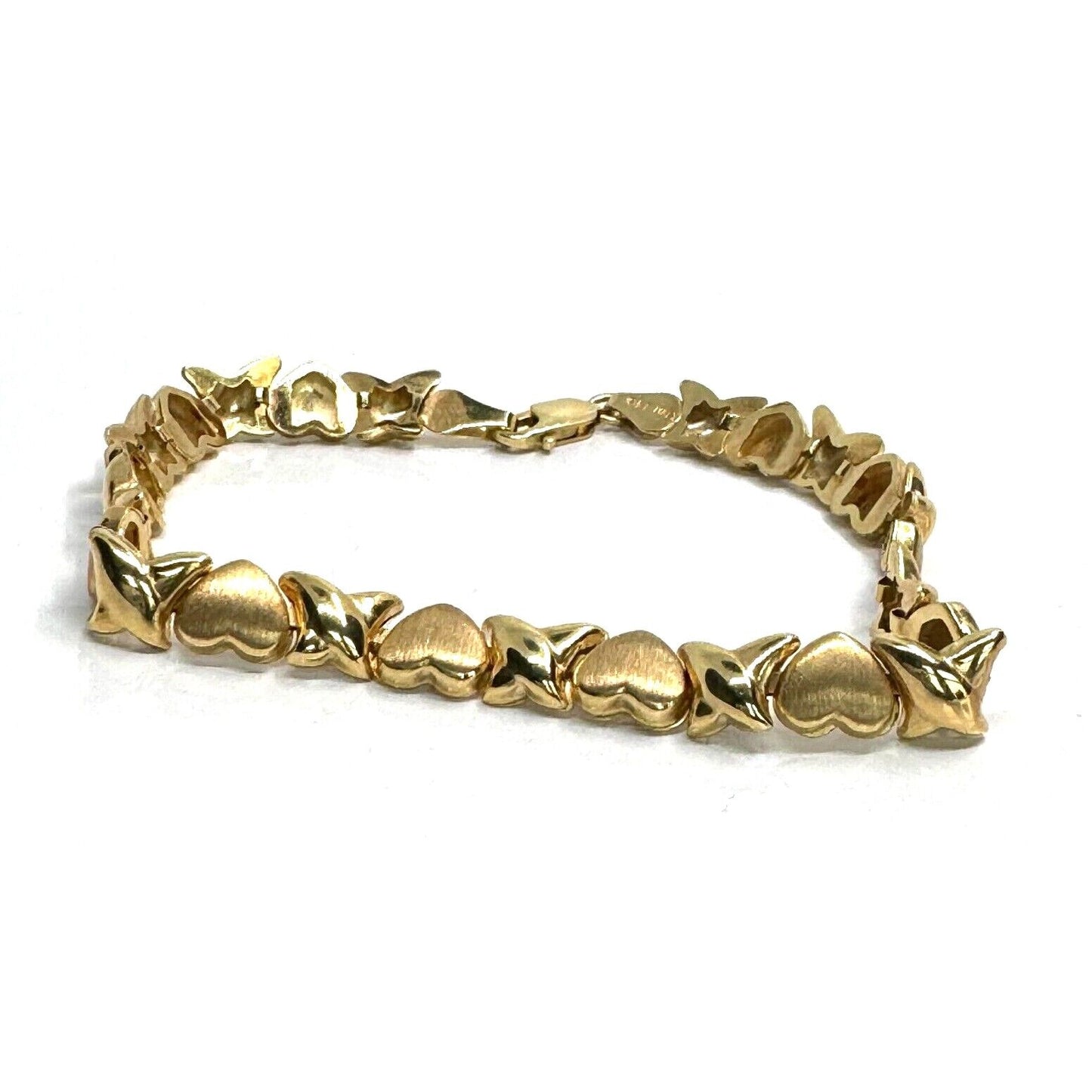 DIL ITALY YELLOW GOLD HUGS AND KISSES HEART BRACELET SKY