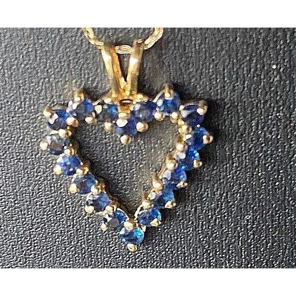 14K YELLOW GOLD & LONDON BLUE TOPAZ HEART PENDANT NECKLACE SKY