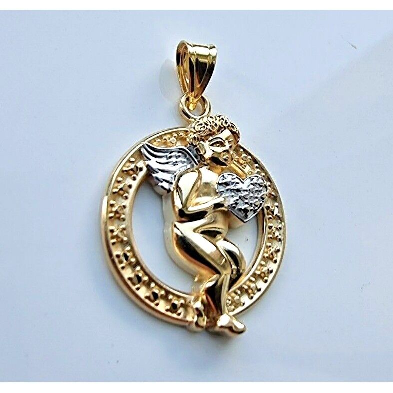 MICHAEL ANTHONY 14K YELLOW GOLD ANGEL CHARM "LET THERE BE PEACE ON AT