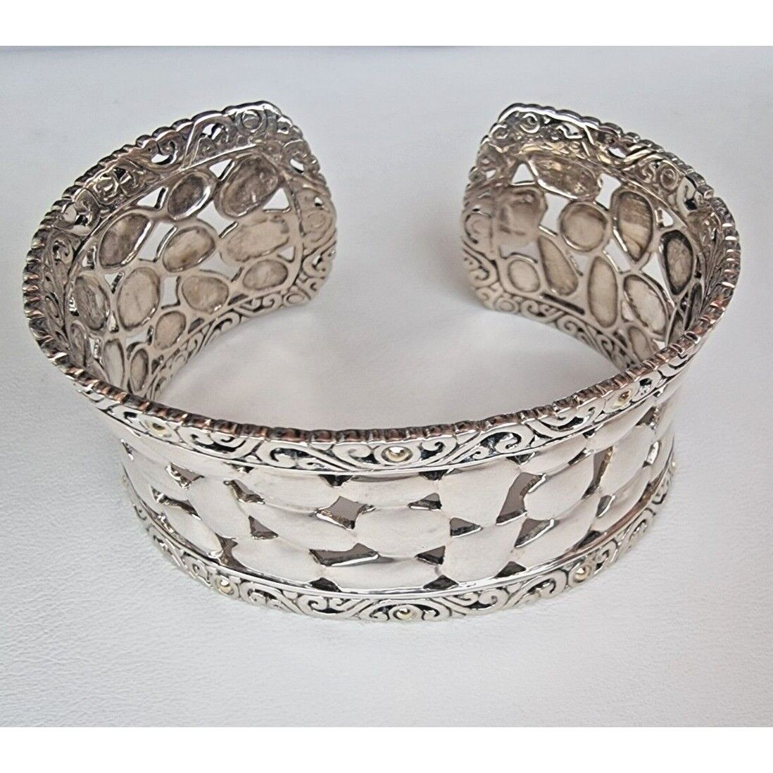 Effy by Balissima Sterling Silver Nugget 18K Gold Accents Cuff Bracelet AT