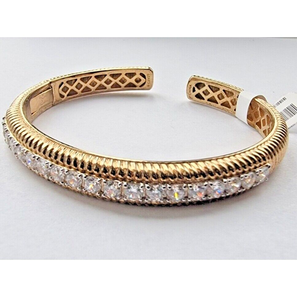 925 STERLING SILVER VERMEIL CZ BANGLE BRACELET AT