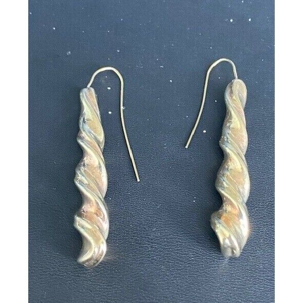 925 STERLING SILVER TWISTED BARS 2 1/2'' LONG EARRINGS SKY