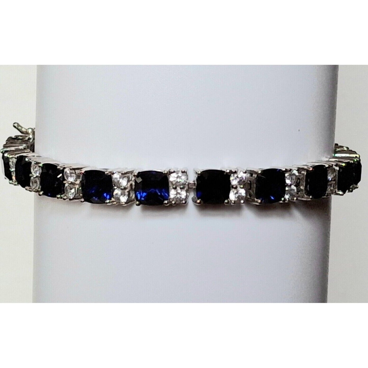 925 STERLING SILVER LONDON BLUE  AND COLORLESS  TOPAZ  BRACELET SKY