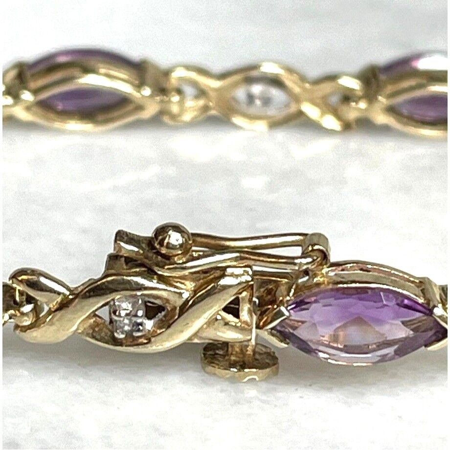 YELLOW GOLD AMETHYST AND DIAMOND TENNIS BRACELET SKY