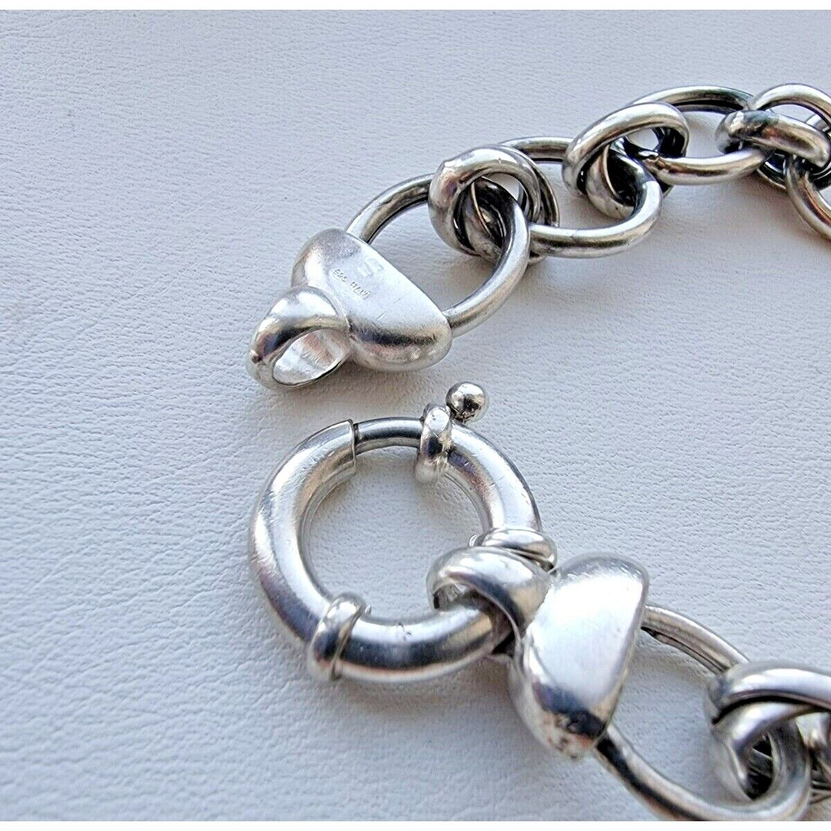 HAN 925 STERLING SILVER ITALY LINK CHAIN BRACELET  7.5 INCH AT