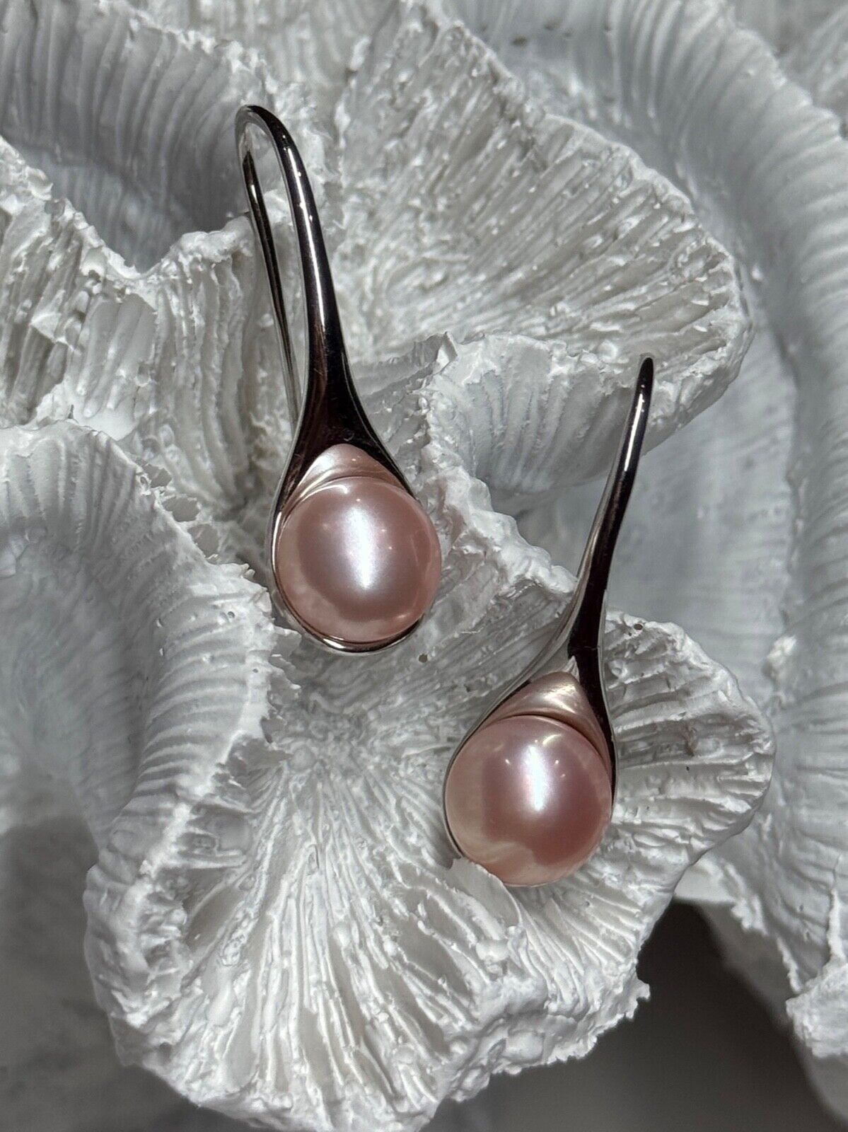 925 STERLING SILVER PEARL EARRINGS LENGTH 1.2 INCH