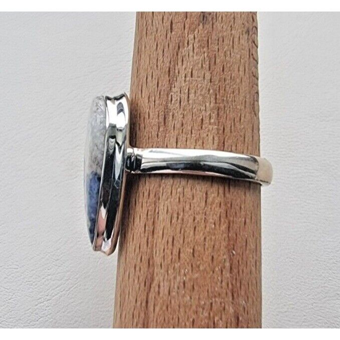 925 STERLING SILVER NATURAL   21x12 mm pear  BLUE SODALITE  RING SIZE 10.25 AT