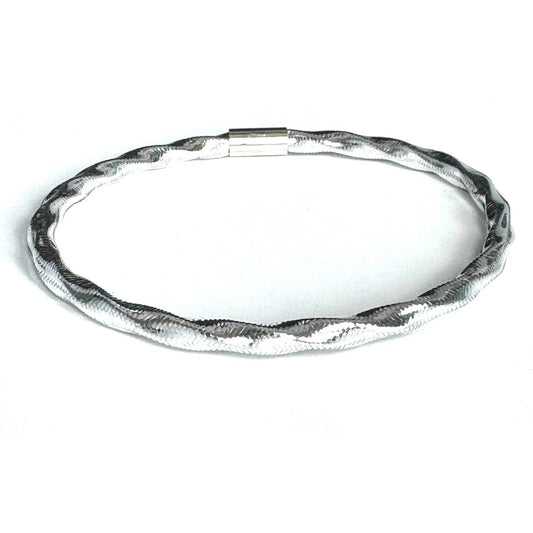 ITALIAN 14K WHITE GOLD BANGLE BRACELET SKY