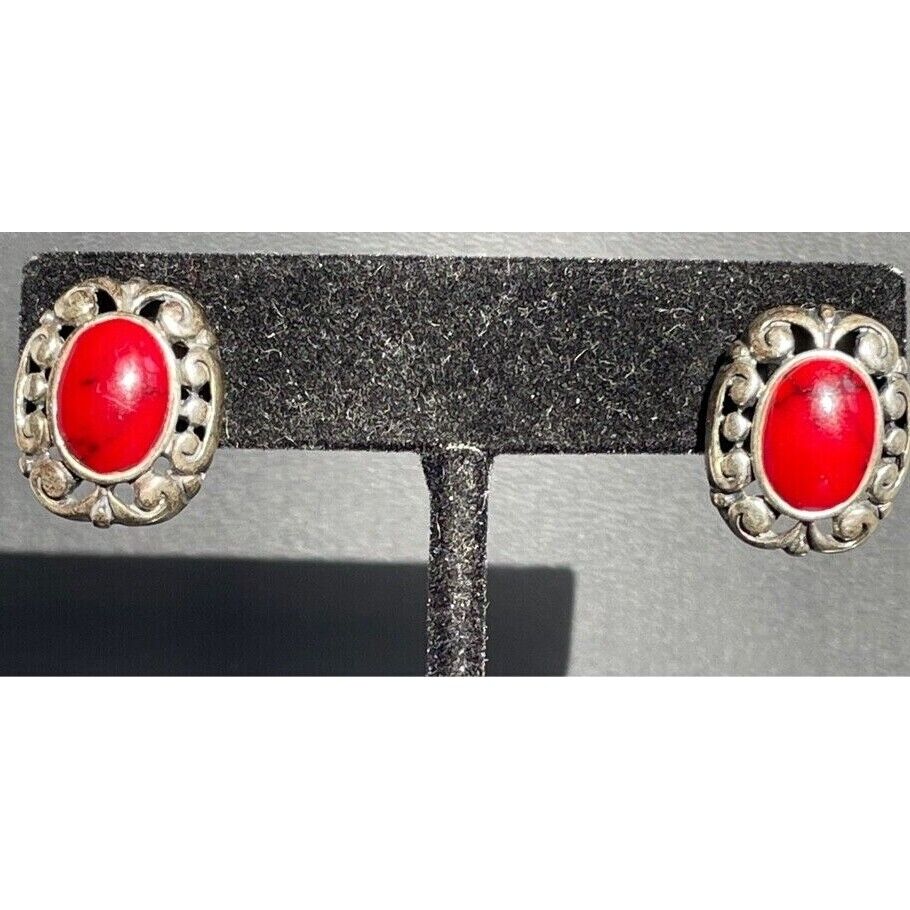 925 STERLING SILVER RED JASPER STUD EARRINGS SKY