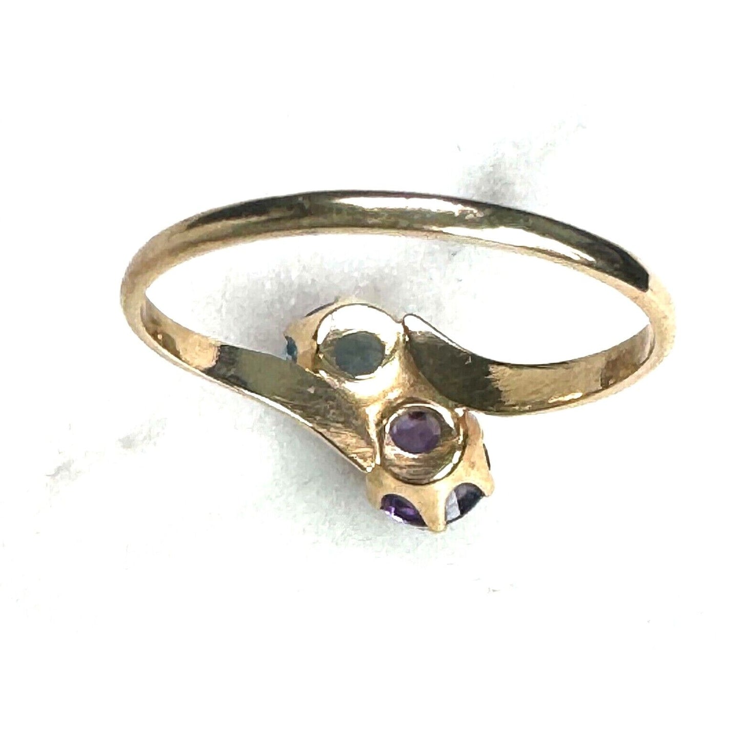 YELLOW GOLD TOPAZ AND AMETHYST RING SIZE 7.75 SKY