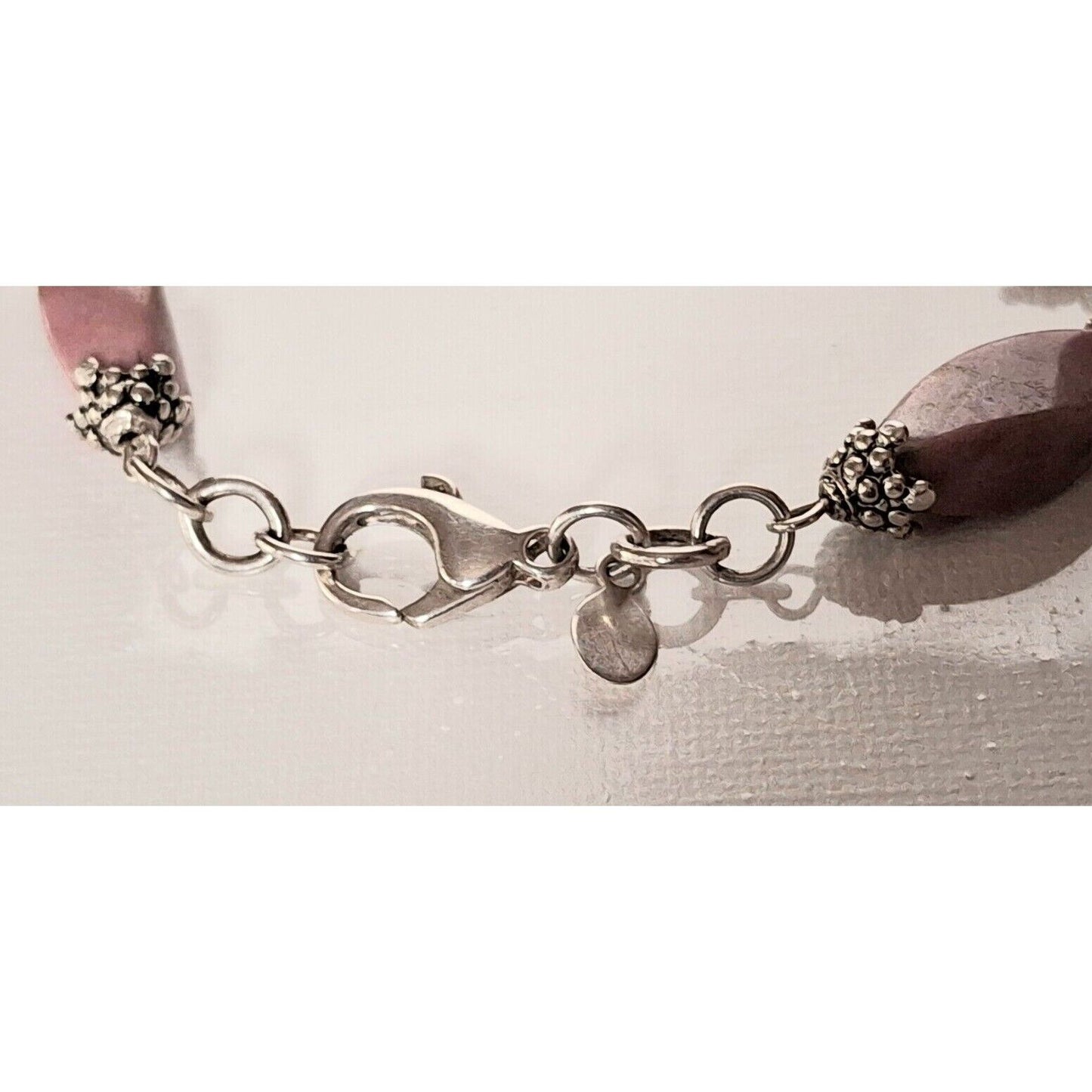 ESPO SIGNATURE  925 STERLING SILVER AND PINK JASPER  BRACELET SKY