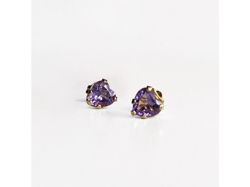 10K YELLOW GOLD TANZANITE HEARTS EARRINGS