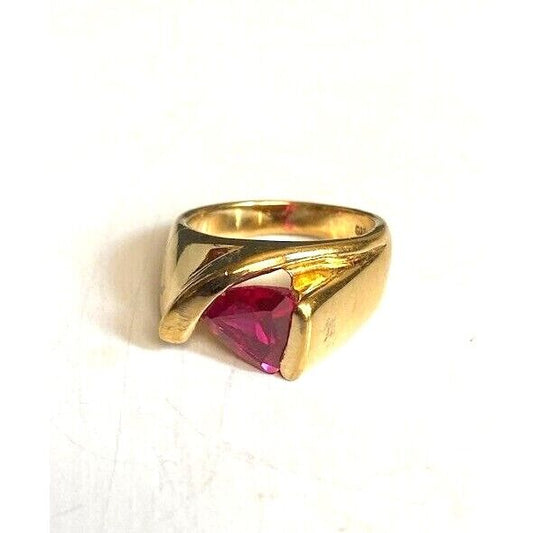 925 STERLING SILVER VERMEIL AND LAB-CREATED RUBY RING SIZE 6.75 SKY