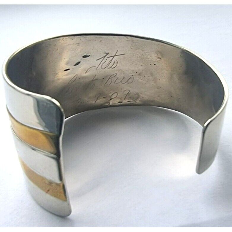 925 STERLING SILVER VERMEIL CUFF BRACELET 54.3 grams AT