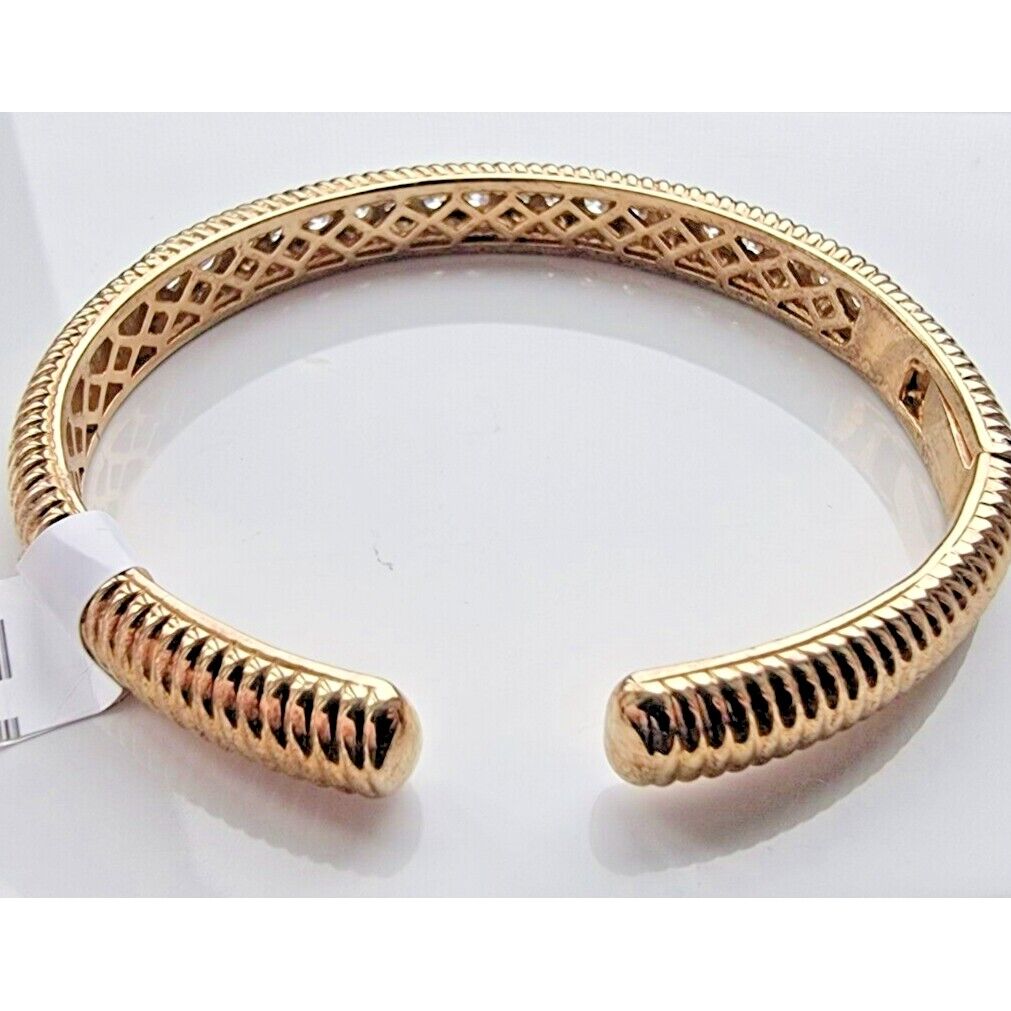 925 STERLING SILVER VERMEIL CZ BANGLE BRACELET AT