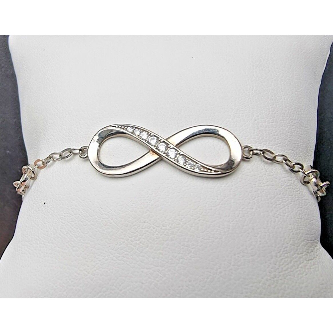 BILLIE BIJOUX DAINTY 925 STERLING SILVER INFINITY AND HEARTS BRACELET 8 inch AT