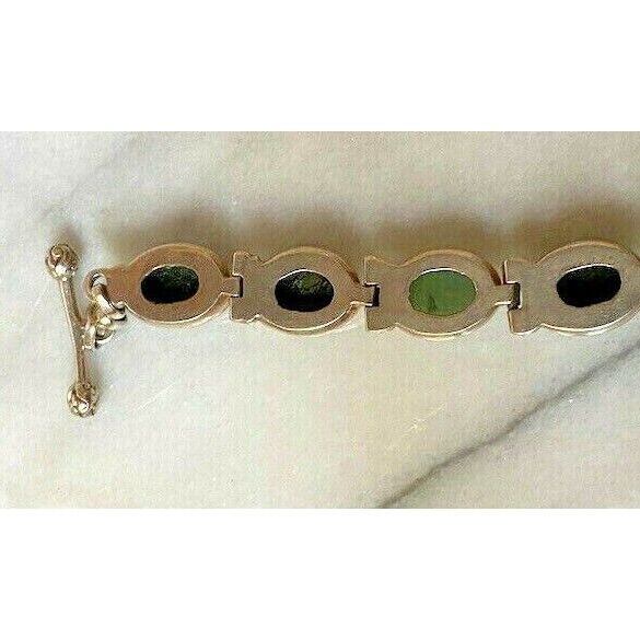 925 STERLING SILVER & 2-TONED GREEN JADE TAGGLE BRACELET SKY