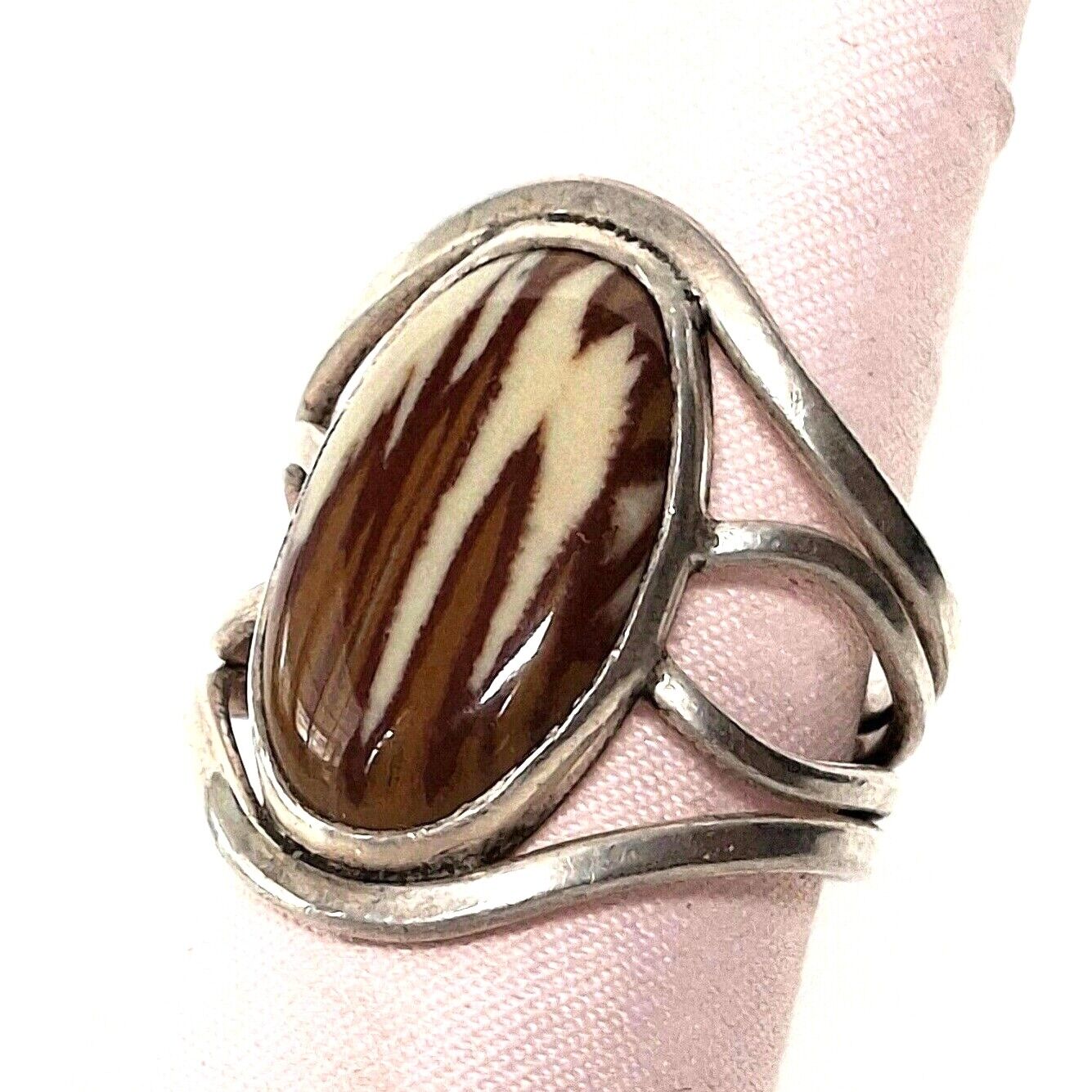 925 STERLING SILVER PICTURESQUE AGATE  RING SIZE 7 SKY