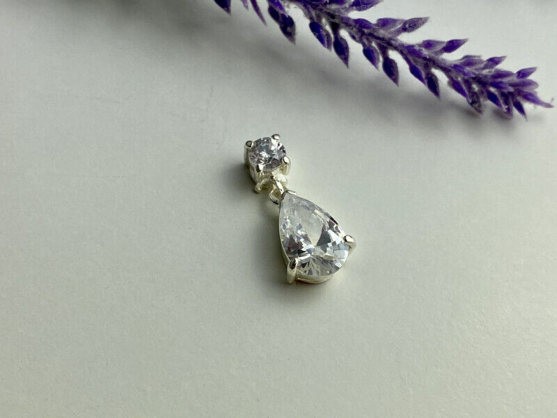 925 STERLING SILVER CZ "DROP" PENDANT