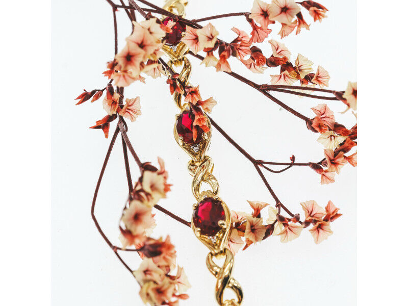 925 STERLING SILVER GOLD PLATED RUBY BRACELET