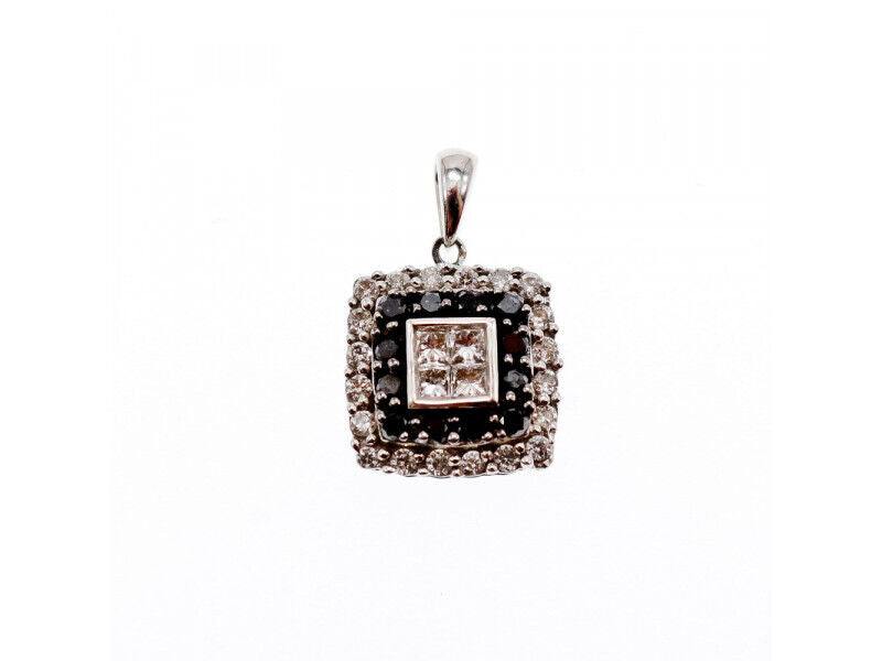 14K WHITE GOLD SAPPHIRES & DIAMONDS PENDANT