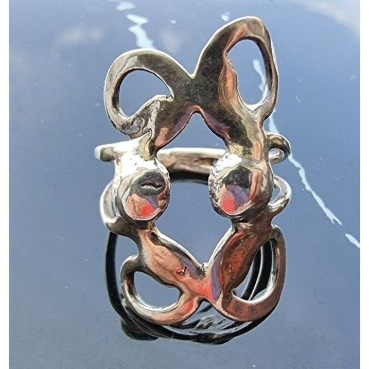 925 STERLING SILVER INTRICATE DESIGN OPEN ABSTRACT INTERSECTING VINES RING AT