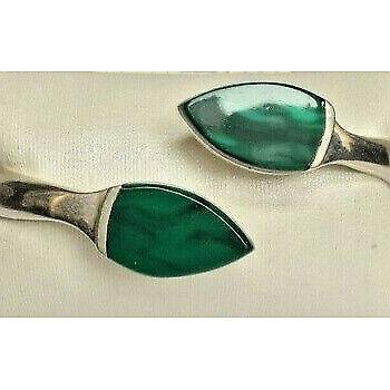 STERLING SILVER AND MALACHITE BY-PASS BRACELET SKY